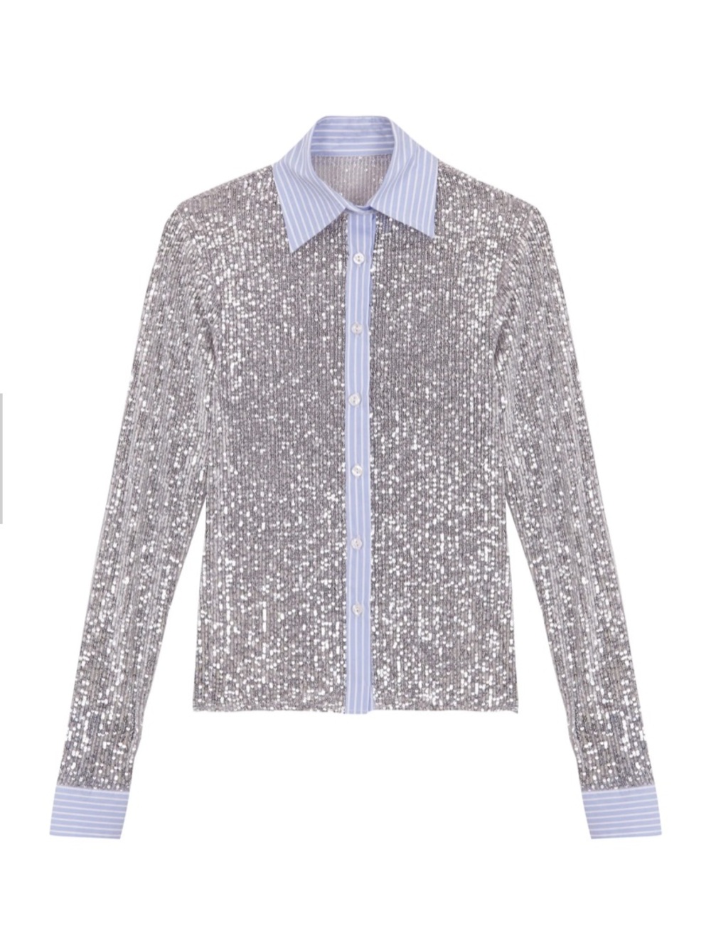 Hand over Jack’s Blouse Sequin Button-Down Shirt  in Silver
